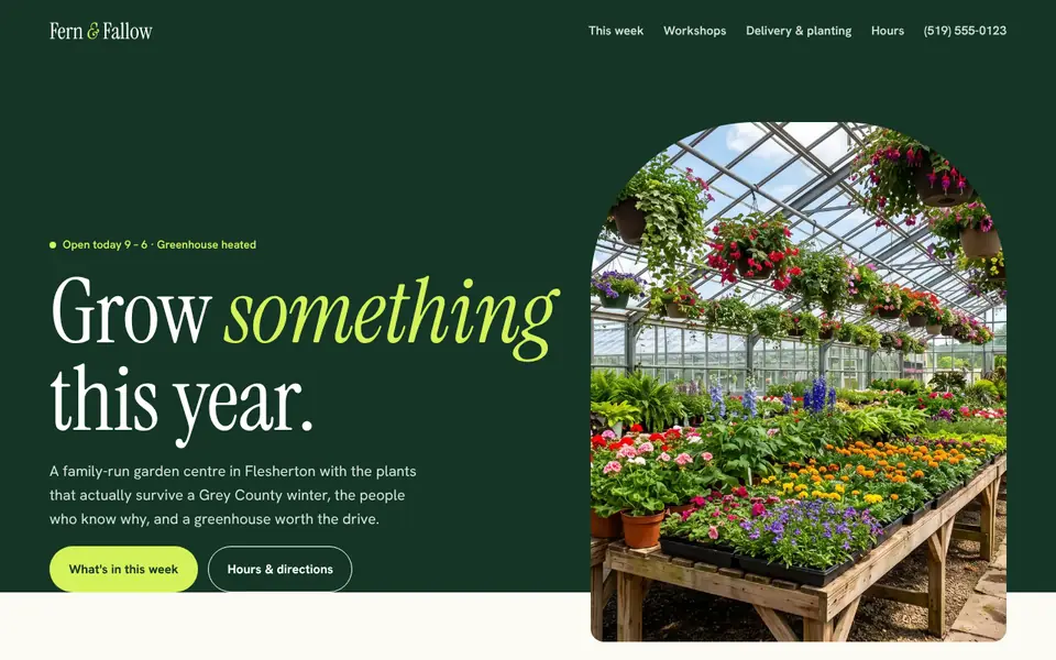 Fern and Fallow garden centre example website