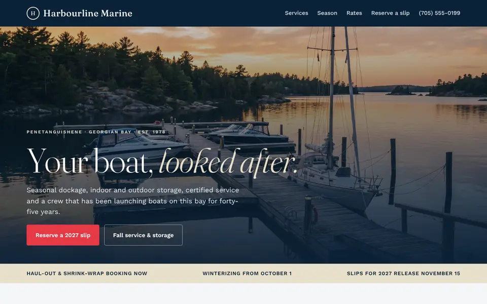 Harbourline Marine example website